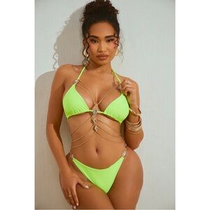 Fashion Nova Lime Body Chain Bikini💚✨